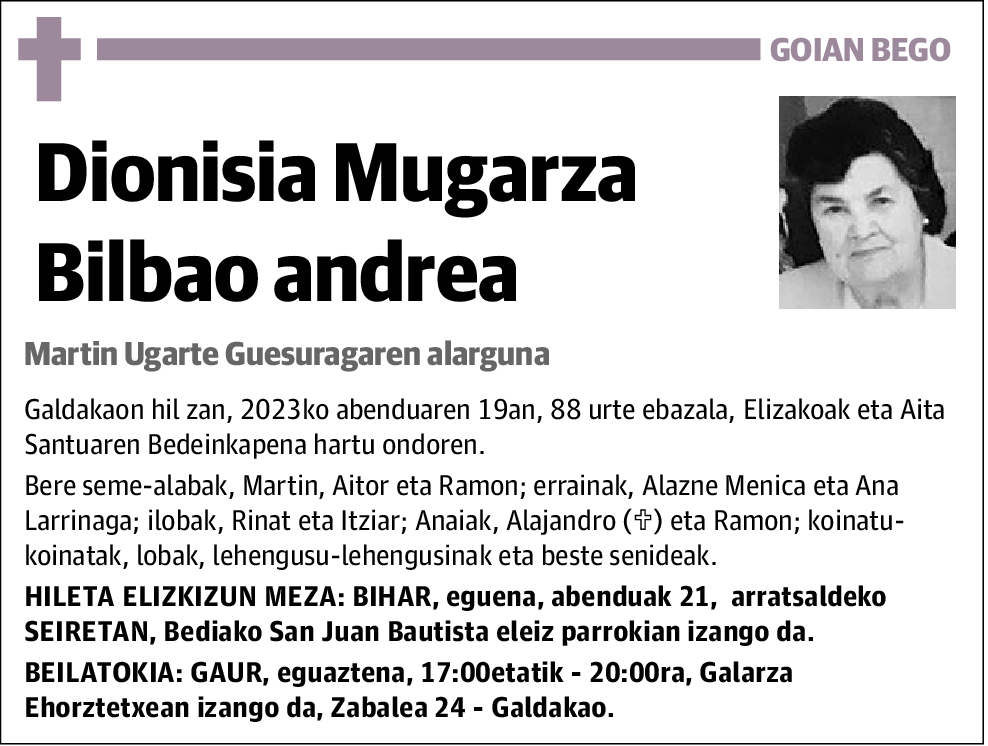 Dionisia Mugarza Bilbao