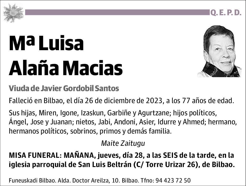 Mª Luisa Alaña Macias