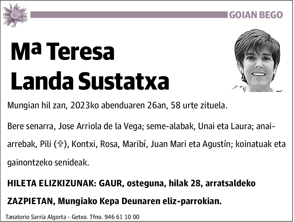 Mª Teresa Landa Sustatxa