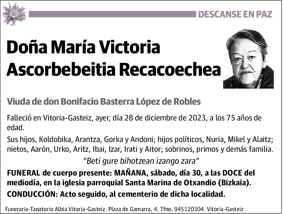 María Victoria Ascorbebeitia Recacoechea