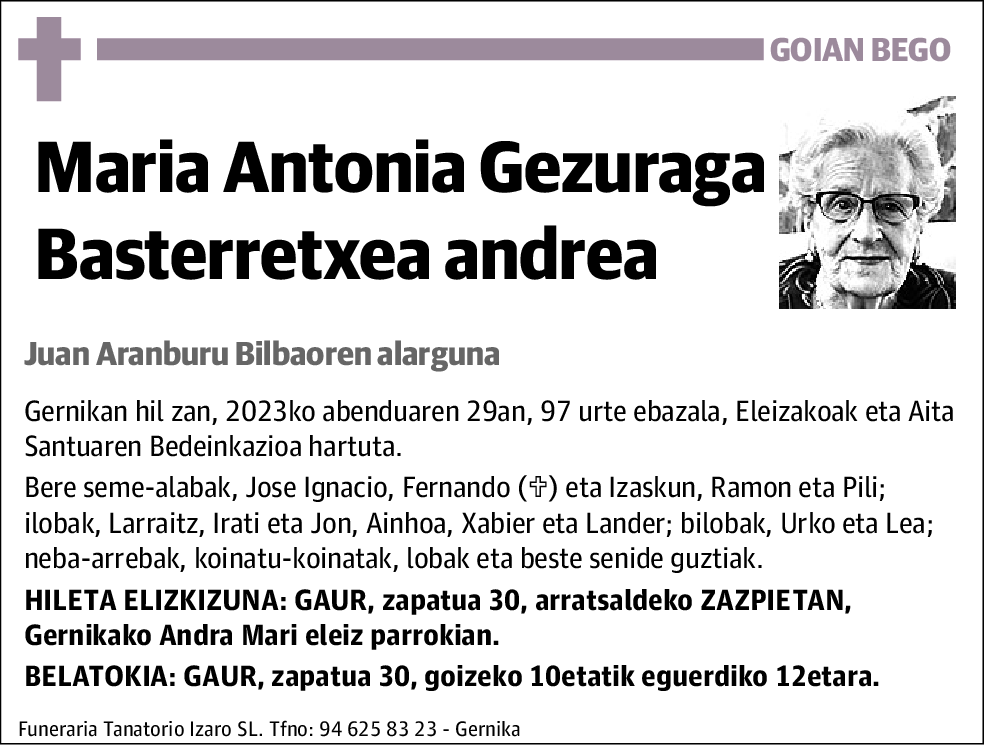 Maria Antonia Gezuraga Basterretxea