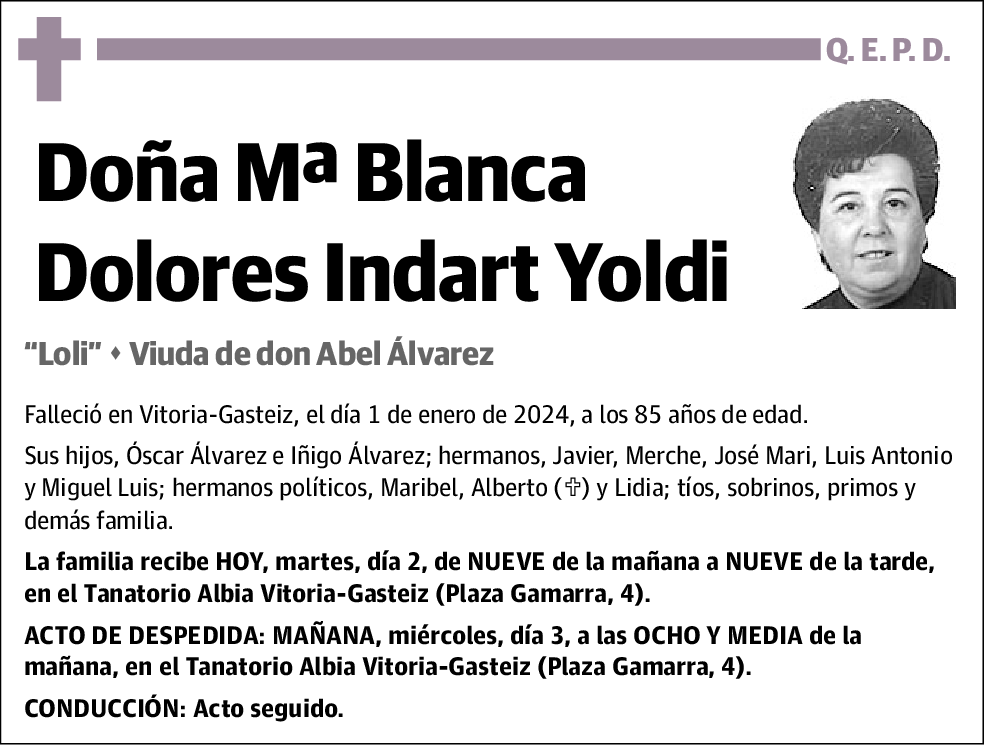 Mª Blanca Dolores Indart Yoldi