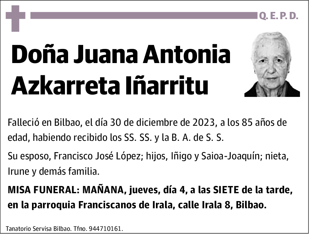 Juana Antonia Azkarreta Iñarritu