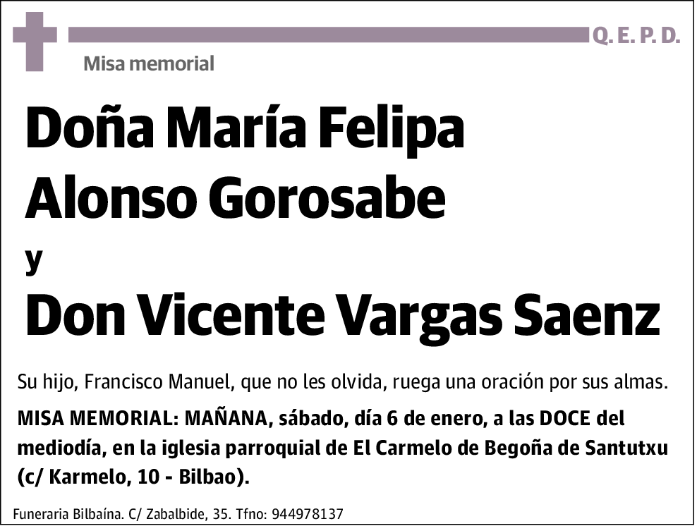 María Felipa y Vargas Saenz Alonso Gorosabe