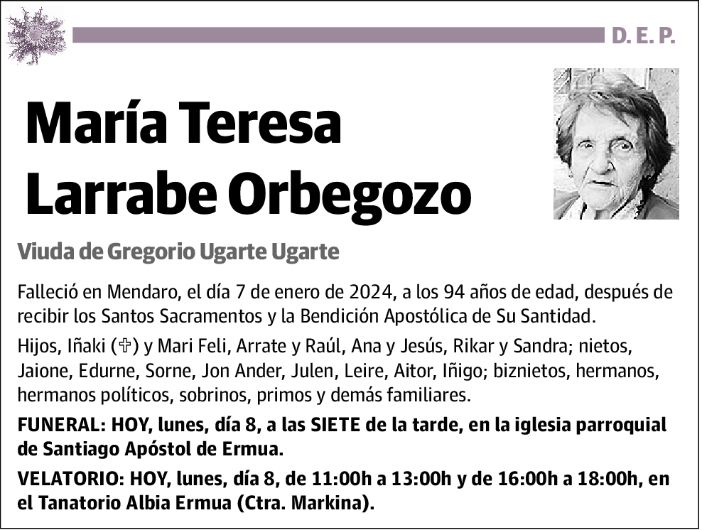 María Teresa Larrabe Orbegozo