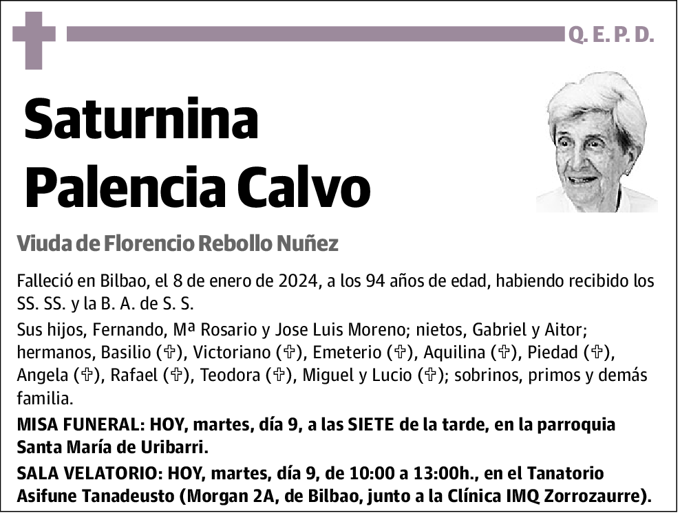 Saturnina Palencia Calvo