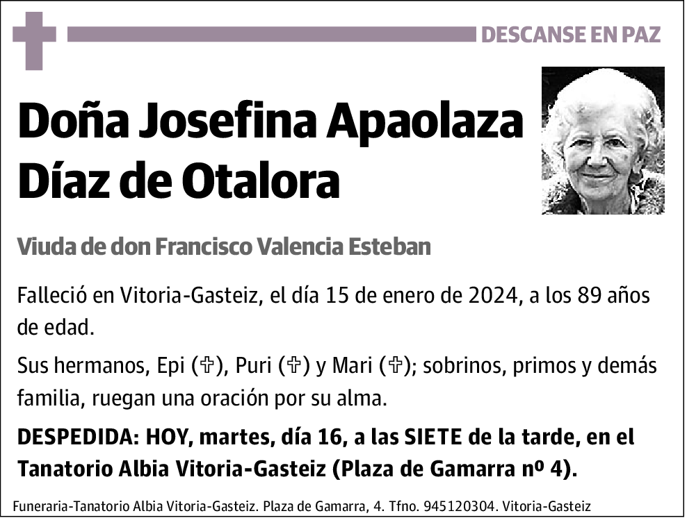 Apaolaza Díaz de Otalora Josefina