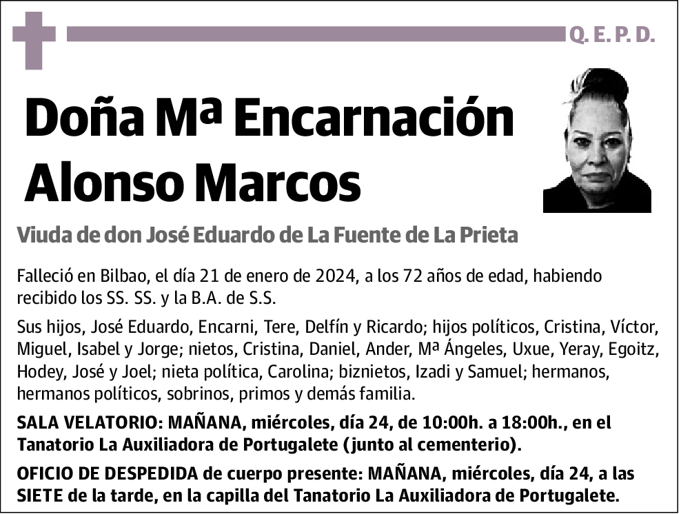 Doña Mª Encarnación Alonso Marcos