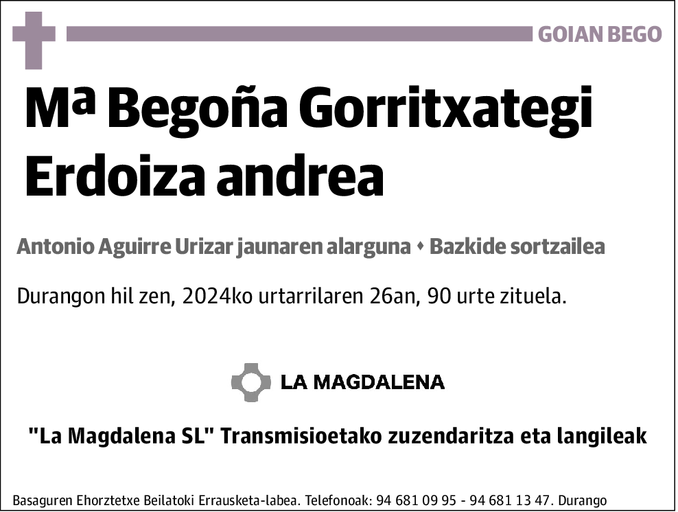 Mª Begoña Gorritxategi Erdoiza