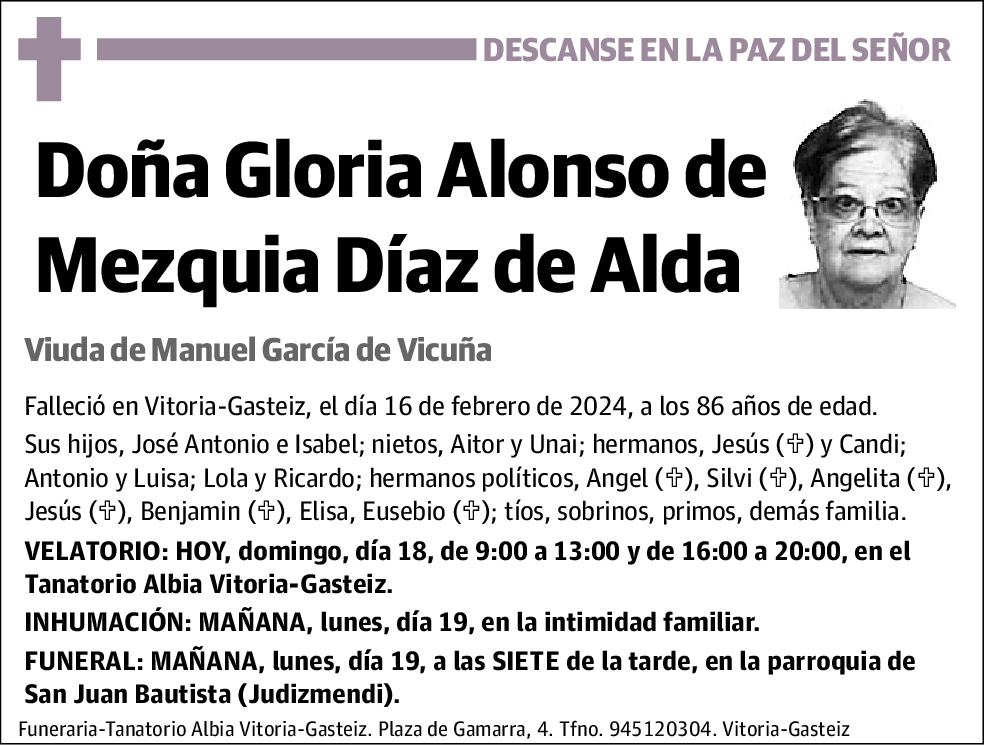 Gloria Alonso de Mezquia Díaz de Alda