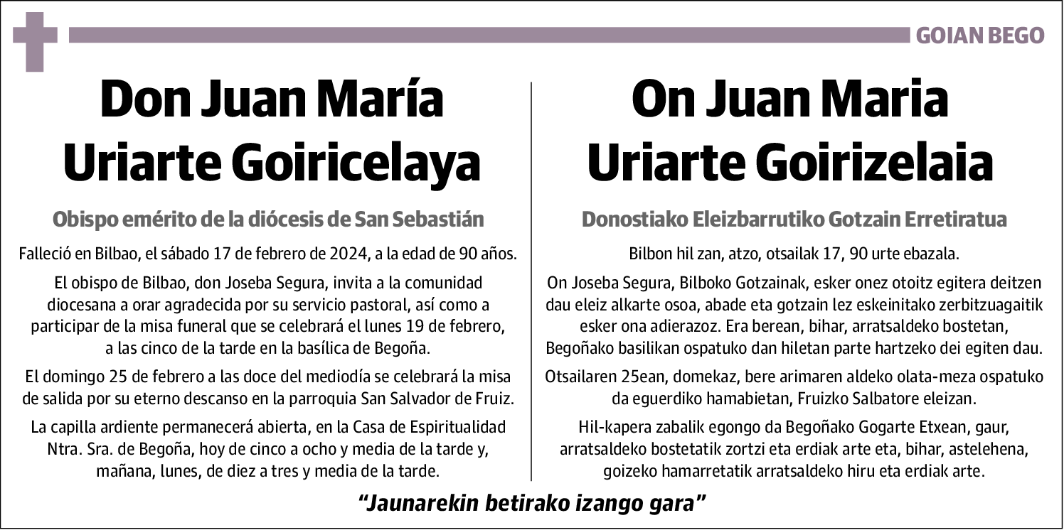 Juan Maria Uriarte Goirizelaia Gotzaina