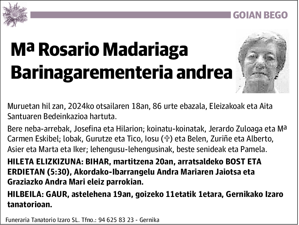 Mª Rosario Madariaga Barinagarementeria