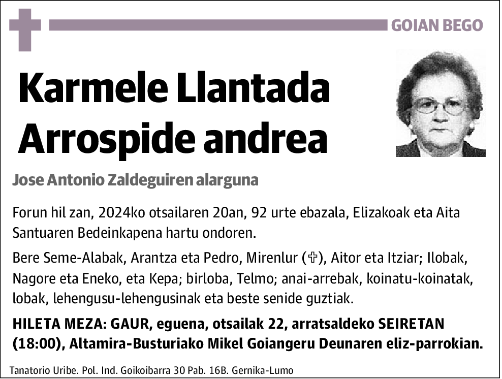 Karmele Llantada Arrospide