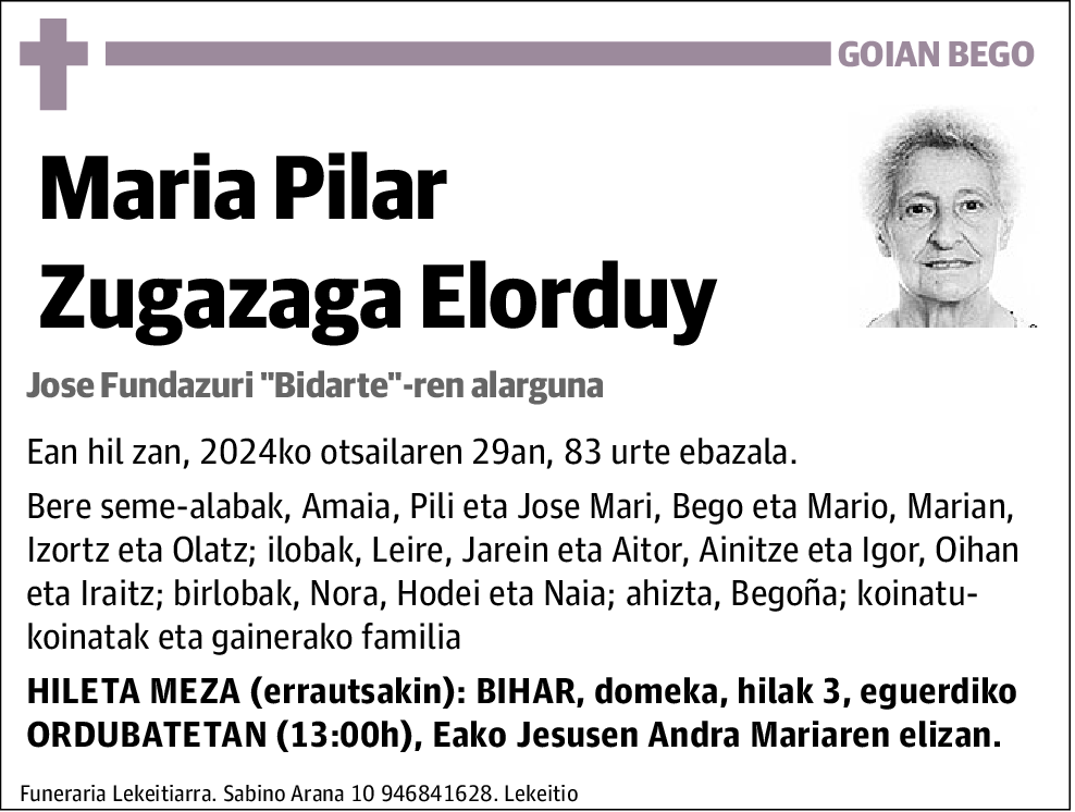 María Pilar Zugazaga Elorduy