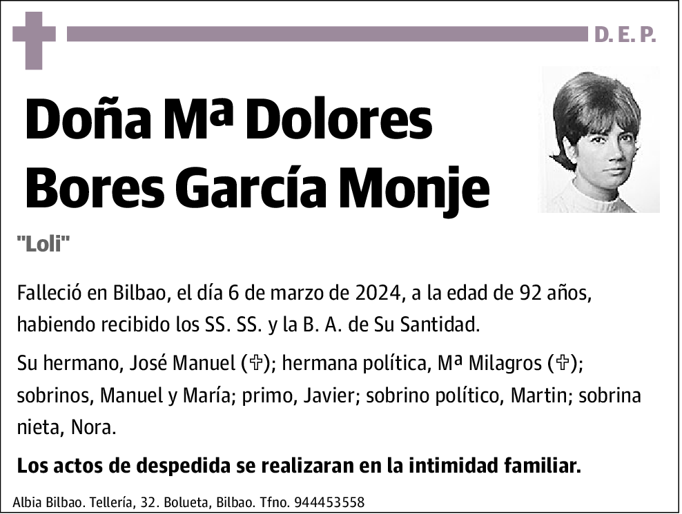 Mª Dolores Bores García Monje