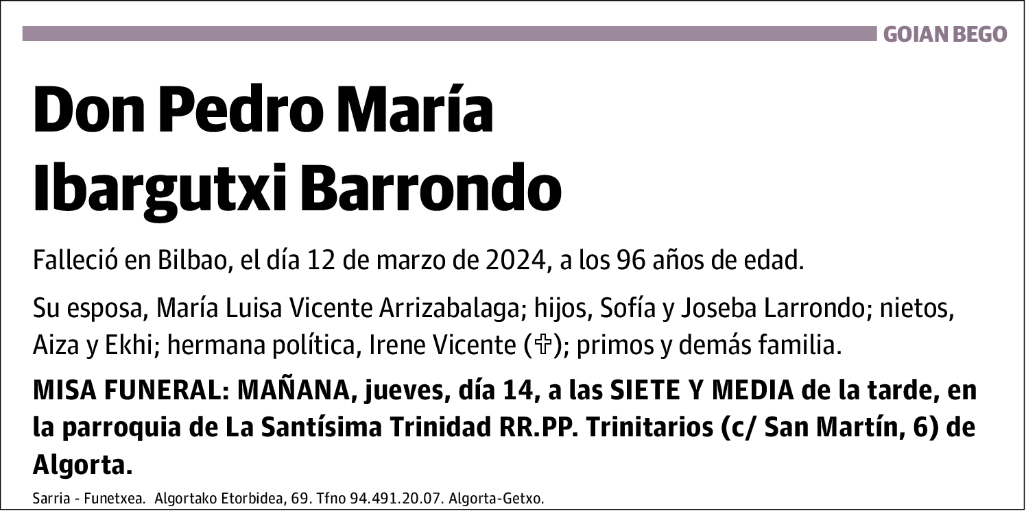 Pedro María Ibargutxi Barrondo