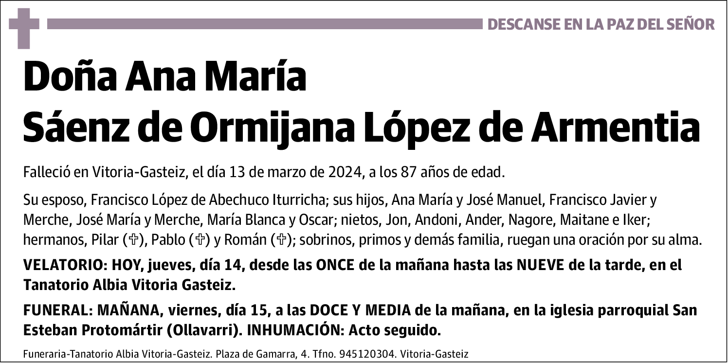 Ana María Sáenz de Ormijana López de Armentia