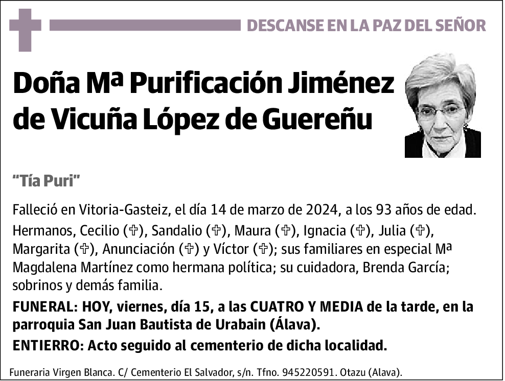 Mªpurificación Jiménez de Vicuña López de Guereñu
