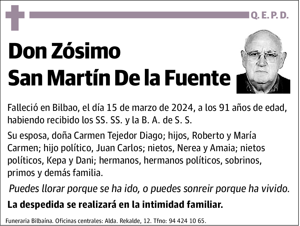 Zósimo San Martín De la Fuente