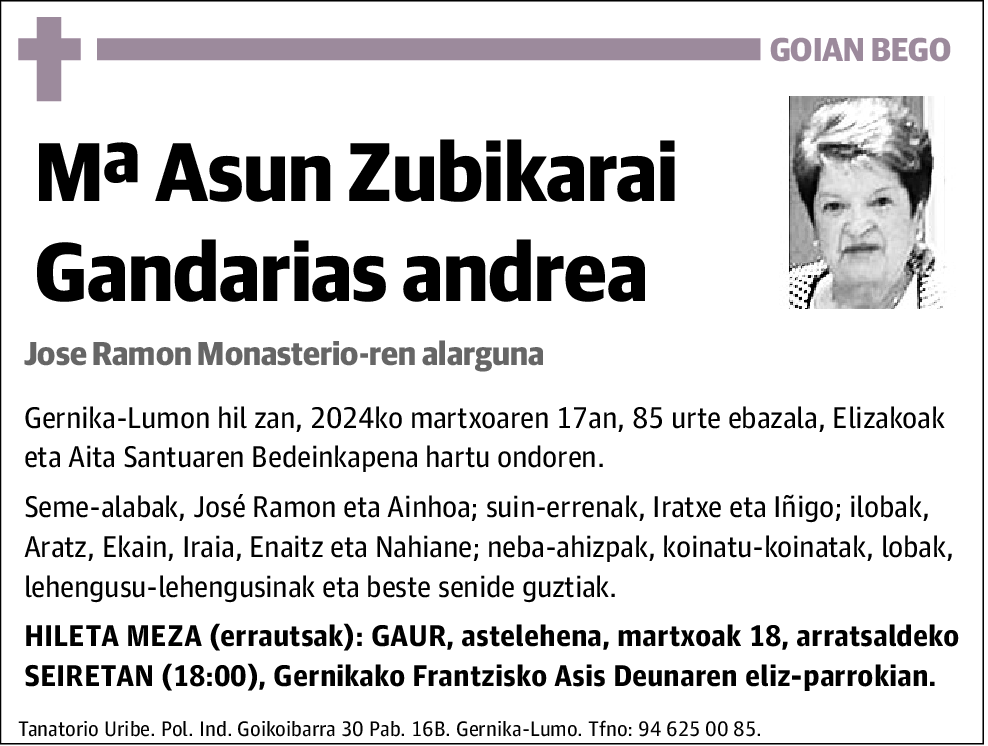 Mª Asun Zubikarai Gandarias