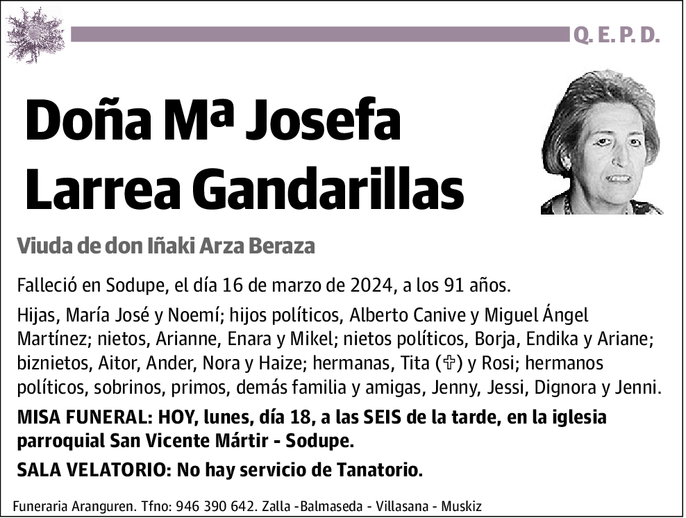 Mª Josefa Larrea Gandarillas