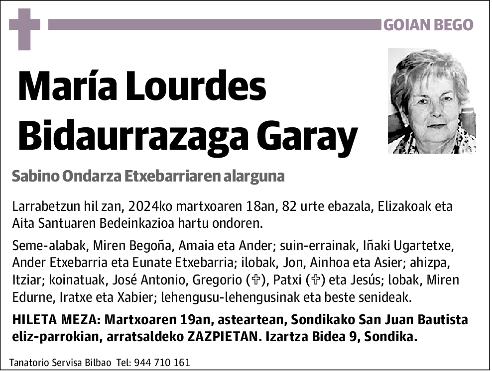 María Lourdes Bidaurrazaga Garay