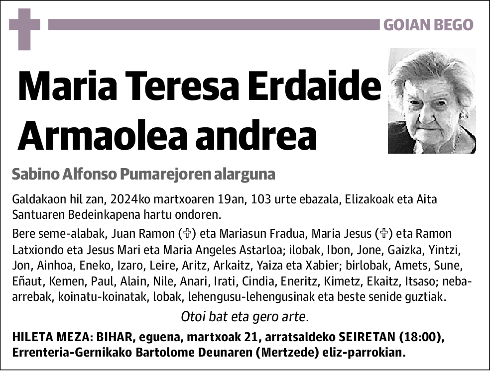 Maria Teresa Erdaide Armaolea