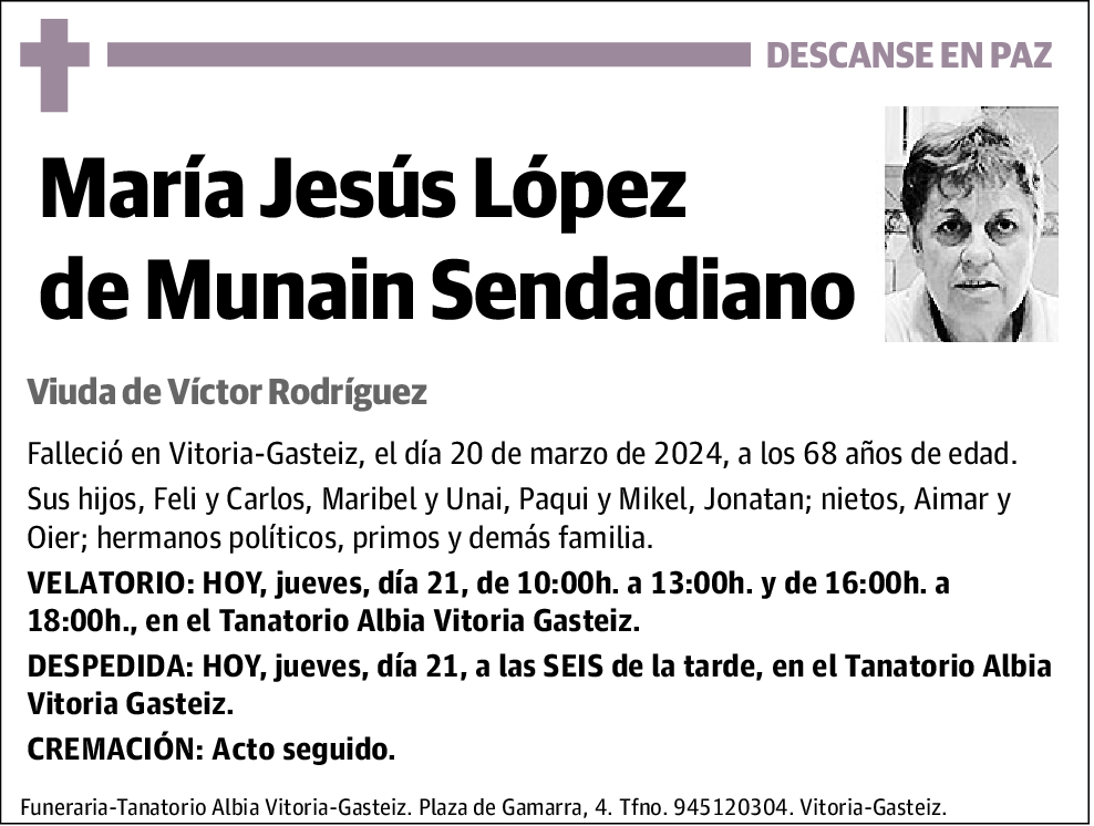 María Jesús López de Munain Sendadiano
