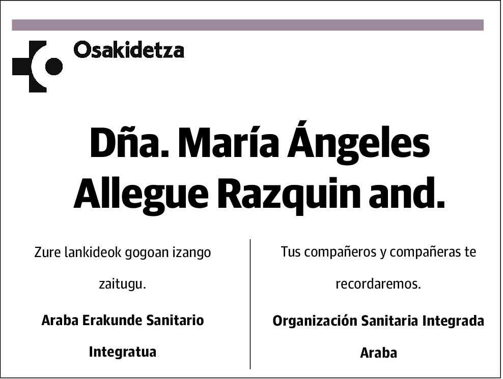 Mª Angeles Allegue Razquin