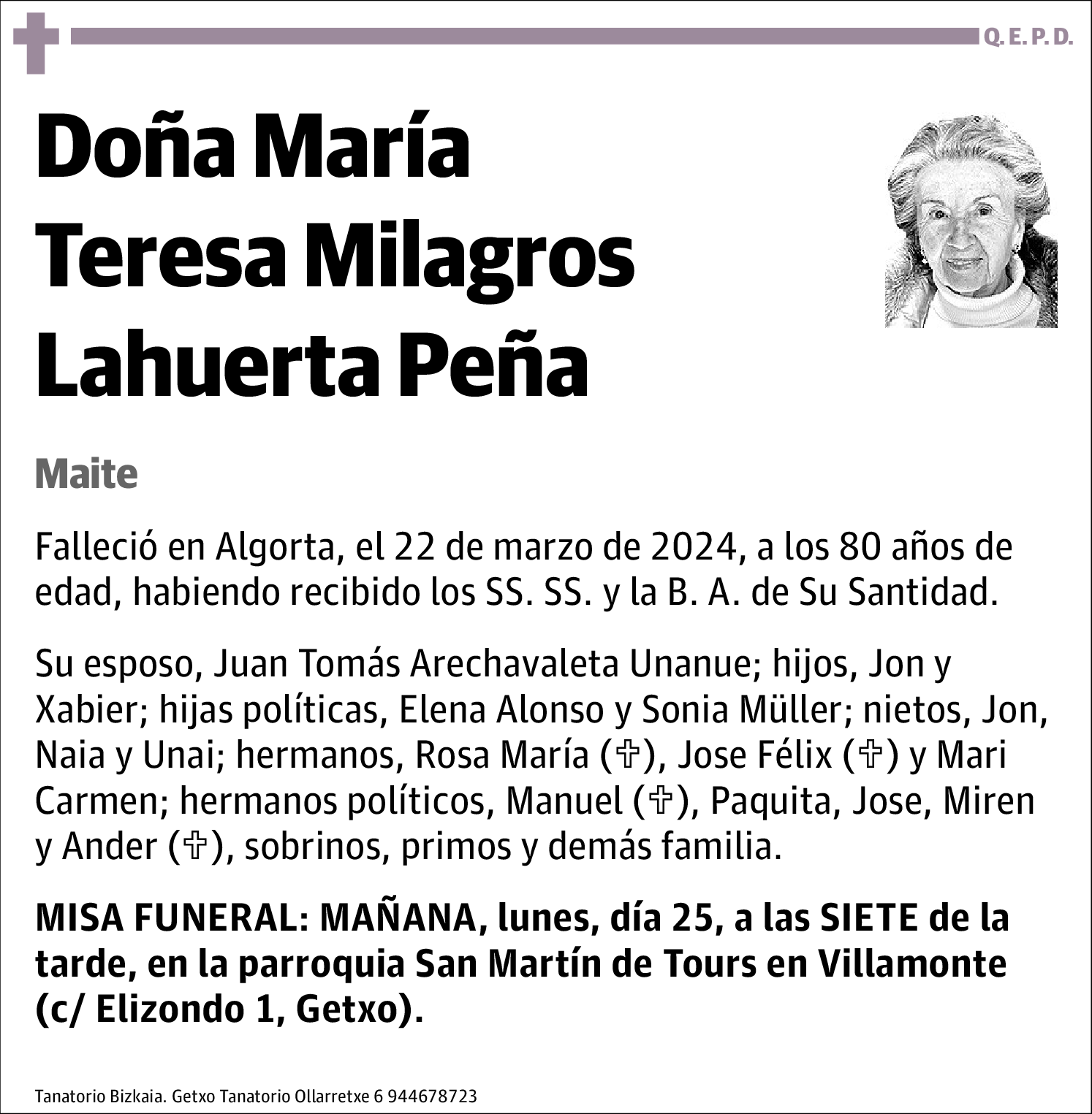 María Teresa Milagros Lahuerta Peña