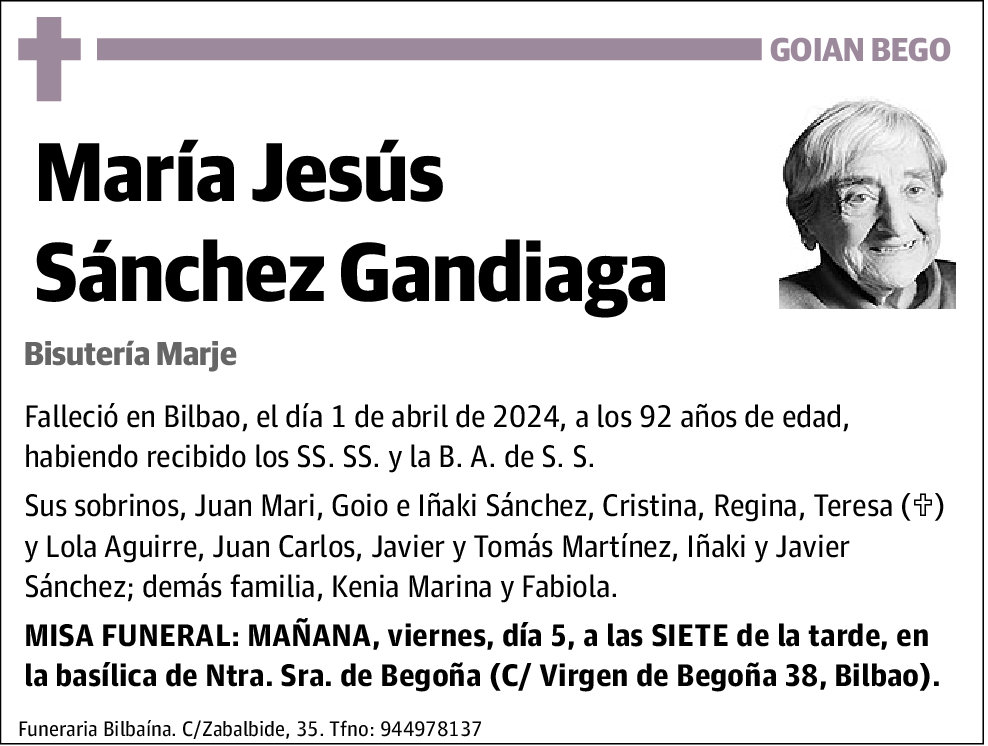 María Jesús Sánchez Gandiaga