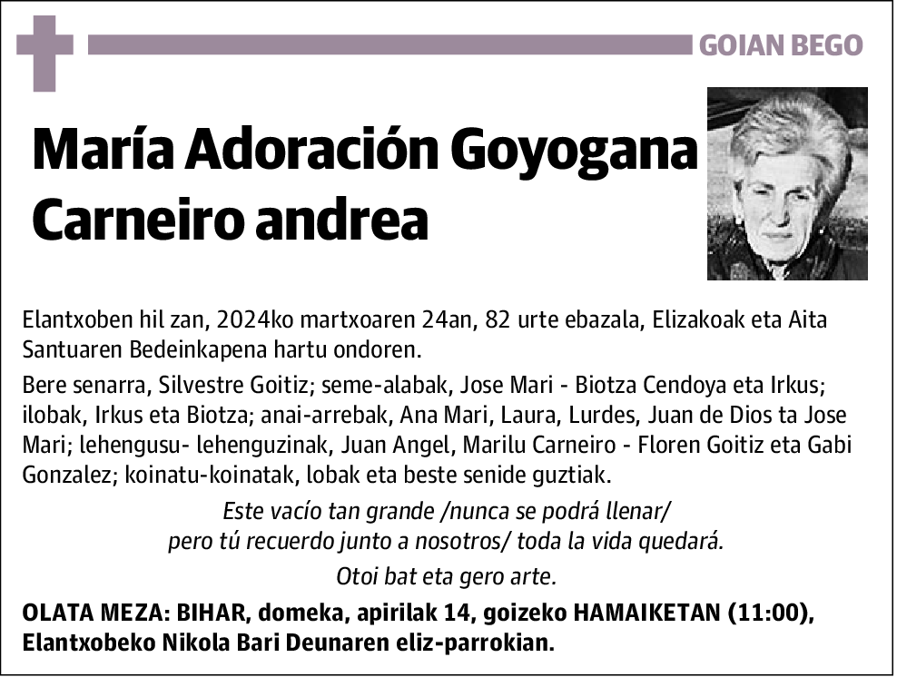 Maria Adoración Goyogana Carneiro