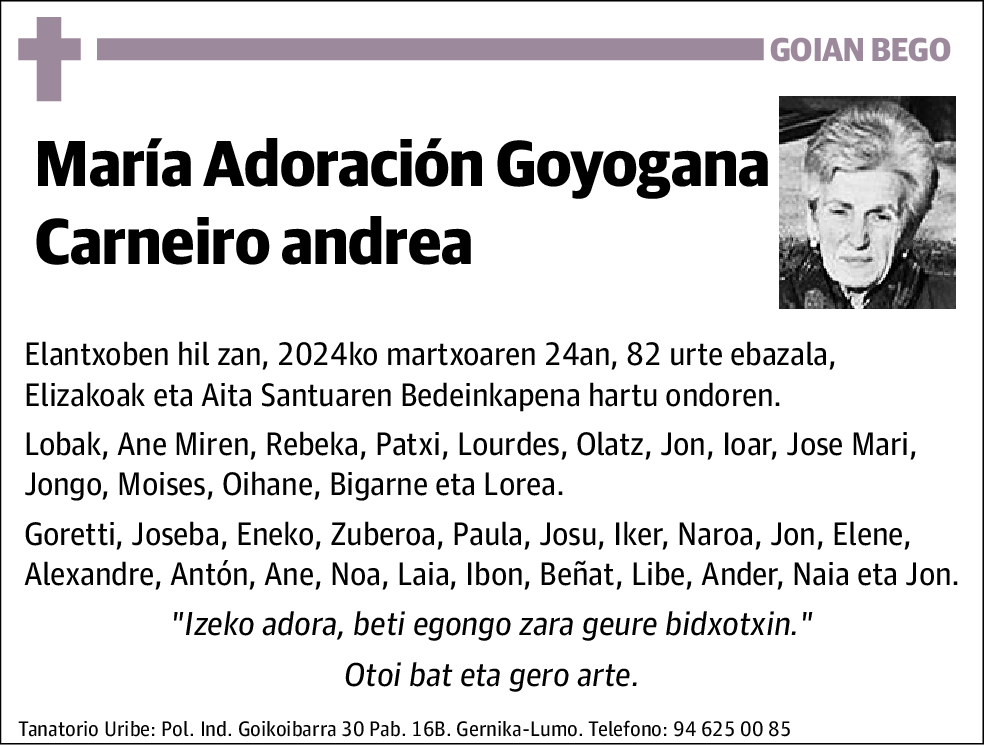 Maria Adoración Goyogana Carneiro