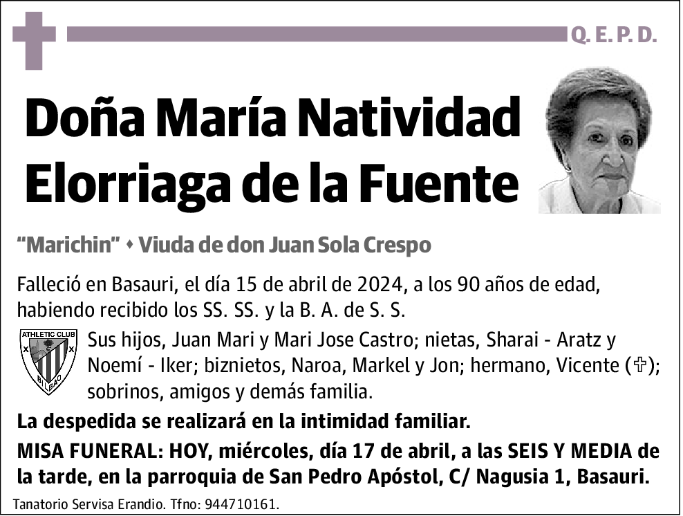 Maria Natividad Elorriaga de la Fuente