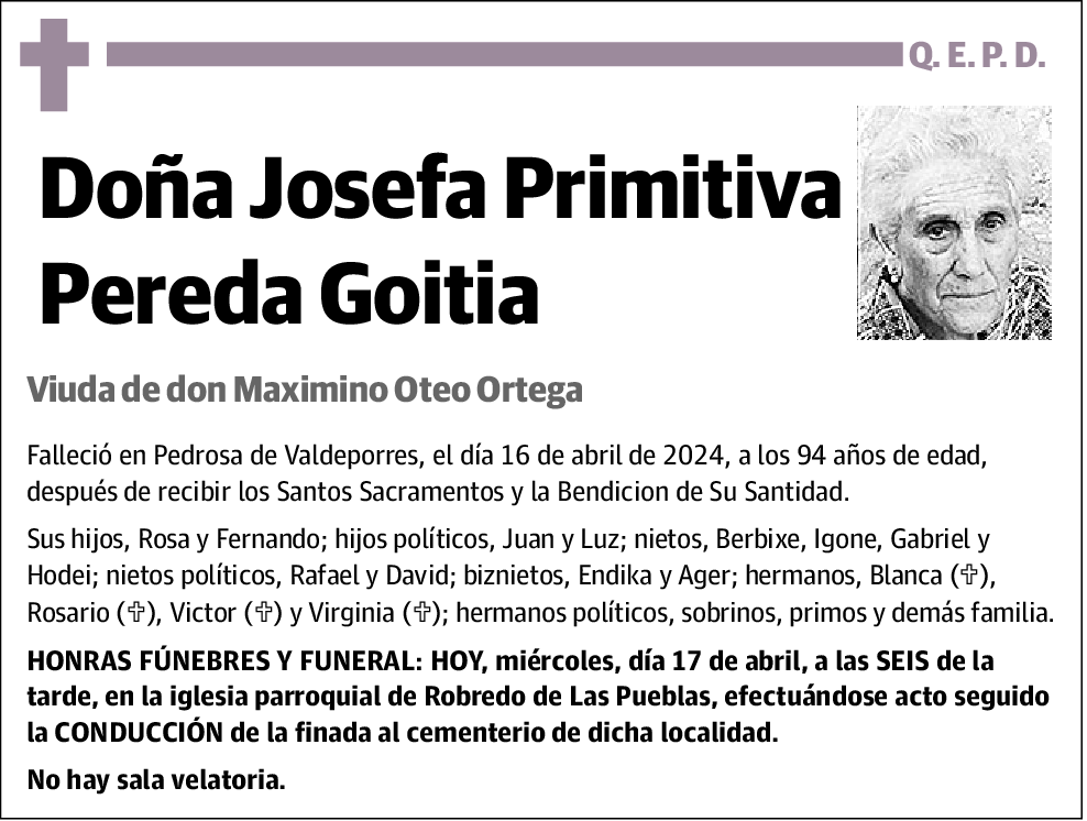 Josefa Primitiva Pereda Goitia