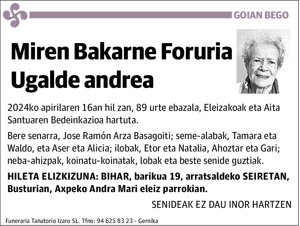 Miren Bakarne Foruria Ugalde