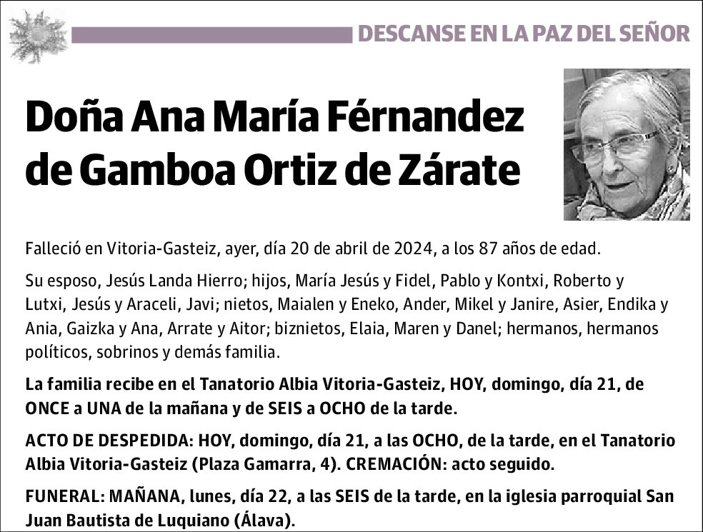 Ana María Fernández de Gamboa Ortiz de Zárate