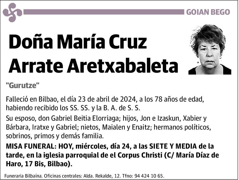 María Cruz Arrate Aretxabaleta