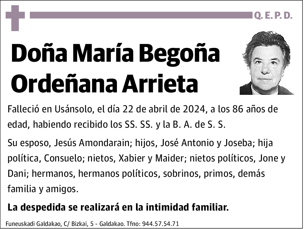 María Begoña Ordeñana Arrieta