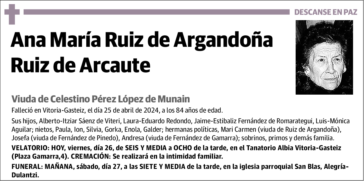 Ana María Ruiz de Argandoña Ruiz de Arcaute