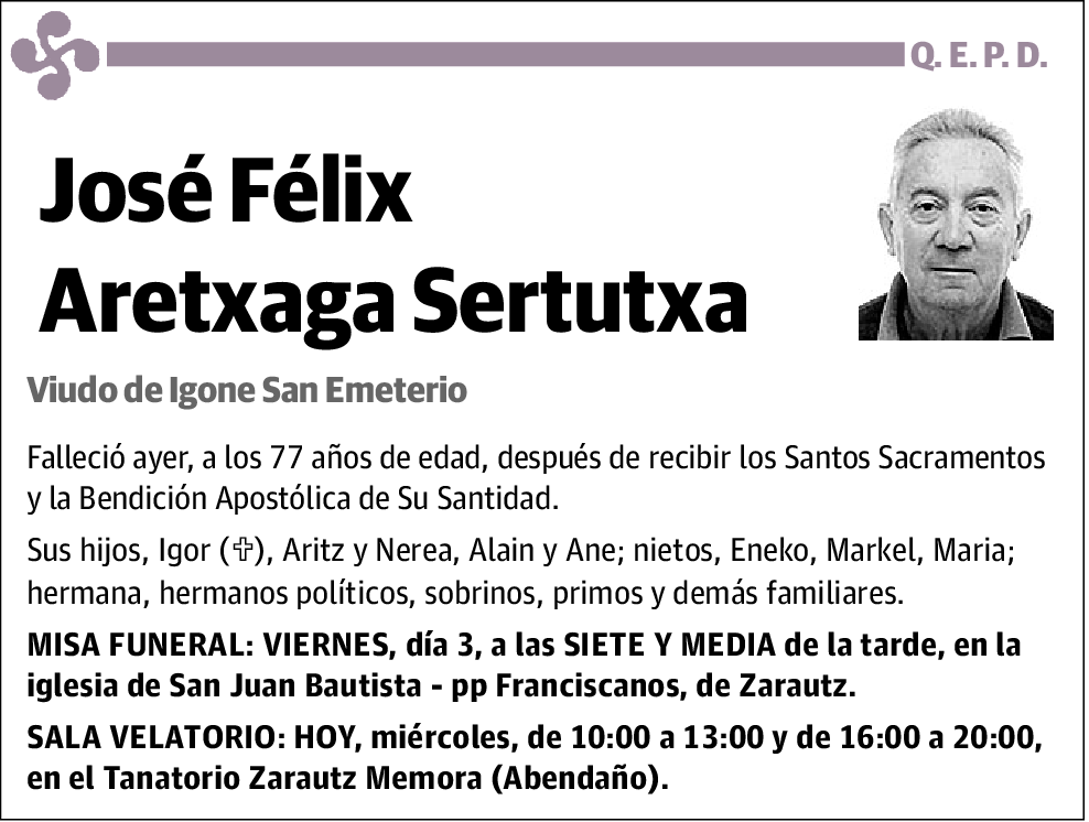 José Félix Aretxaga Sertutxa