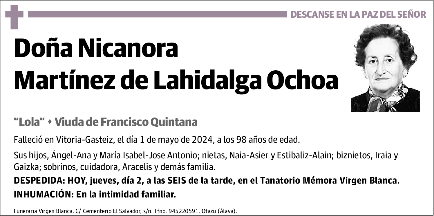 Nicanora Martínez de Lahidalga Ochoa
