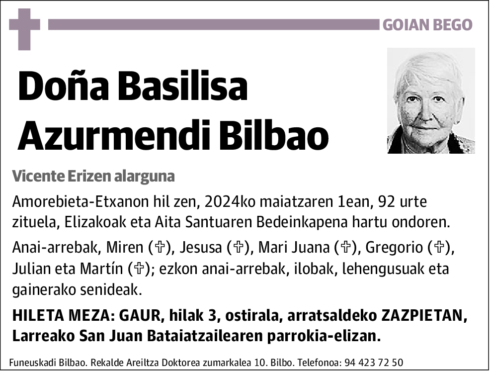 Basilisa Azurmendi Bilbao