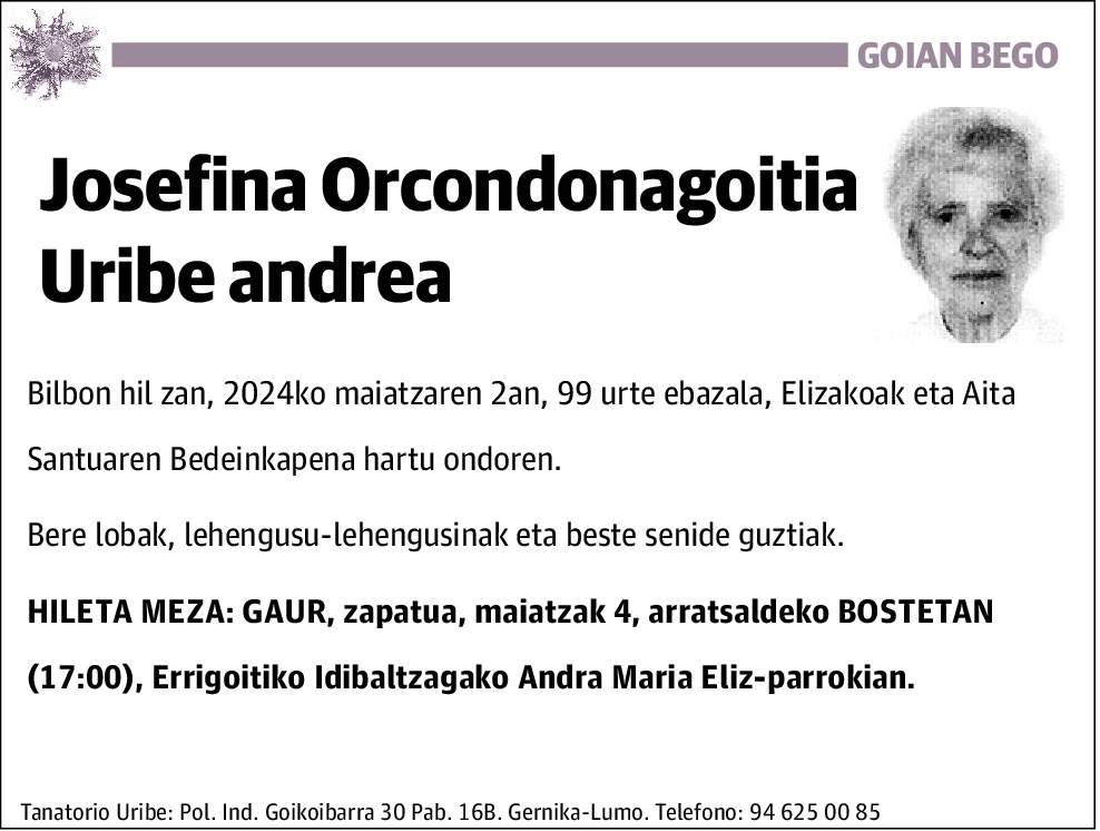 Josefina Orcondonagoitia Uribe