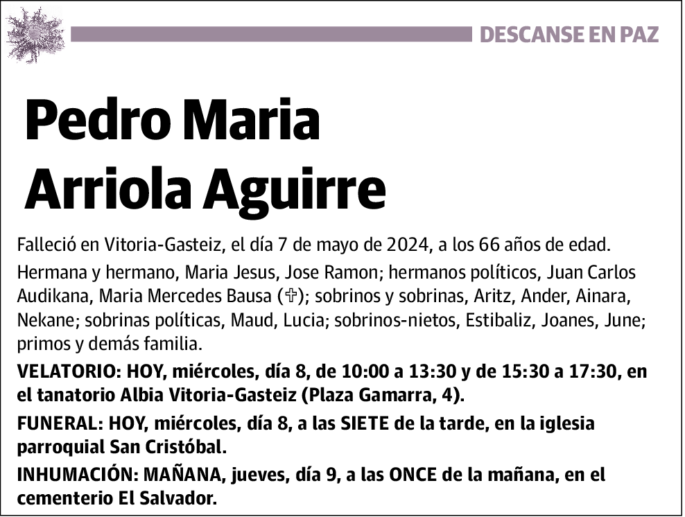 Pedro Mª Arriola Aguirre