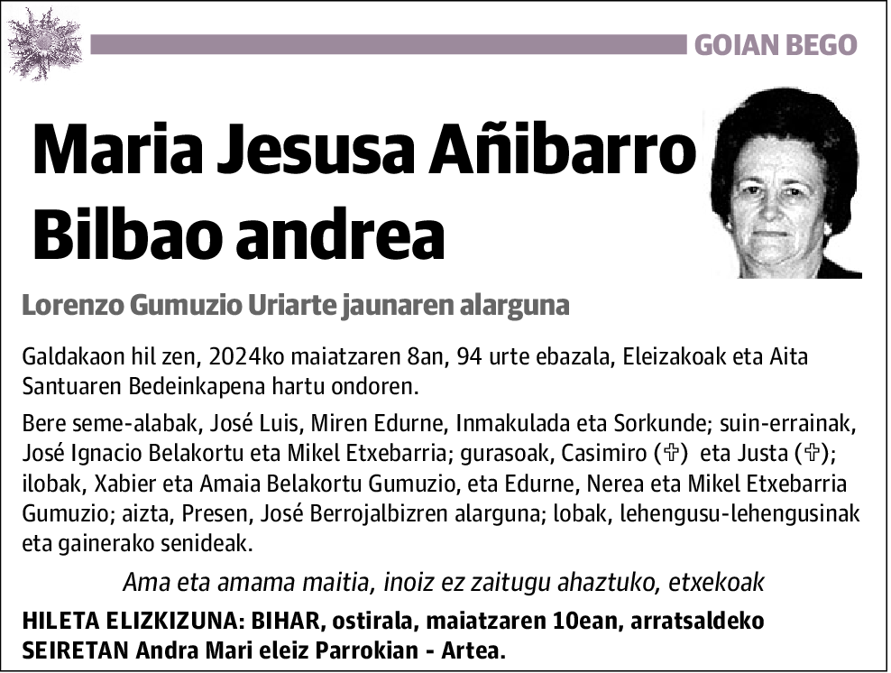 Maria Jesusa Añibarro Bilbao