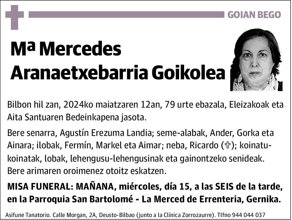 Mª Mercedes Aranaetxebarria Goikolea