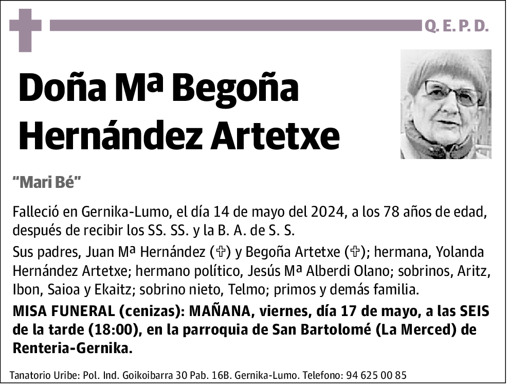 Mª Begoña Hernández Artetxe