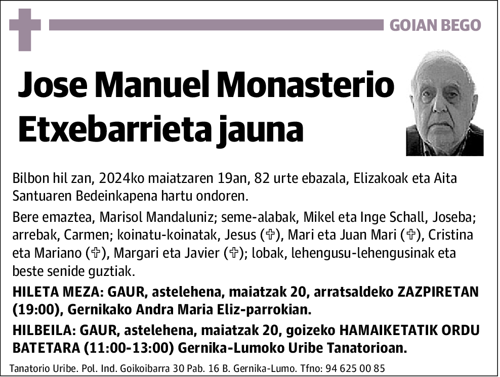 Jose Manuel Monasterio Etxebarrieta