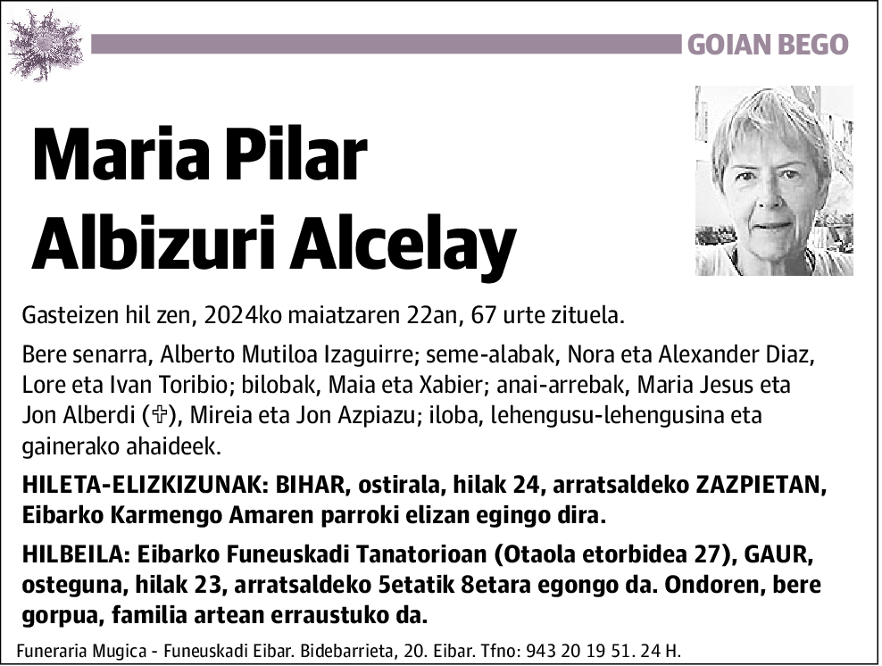 Maria Pilar Albizuri Alcelay